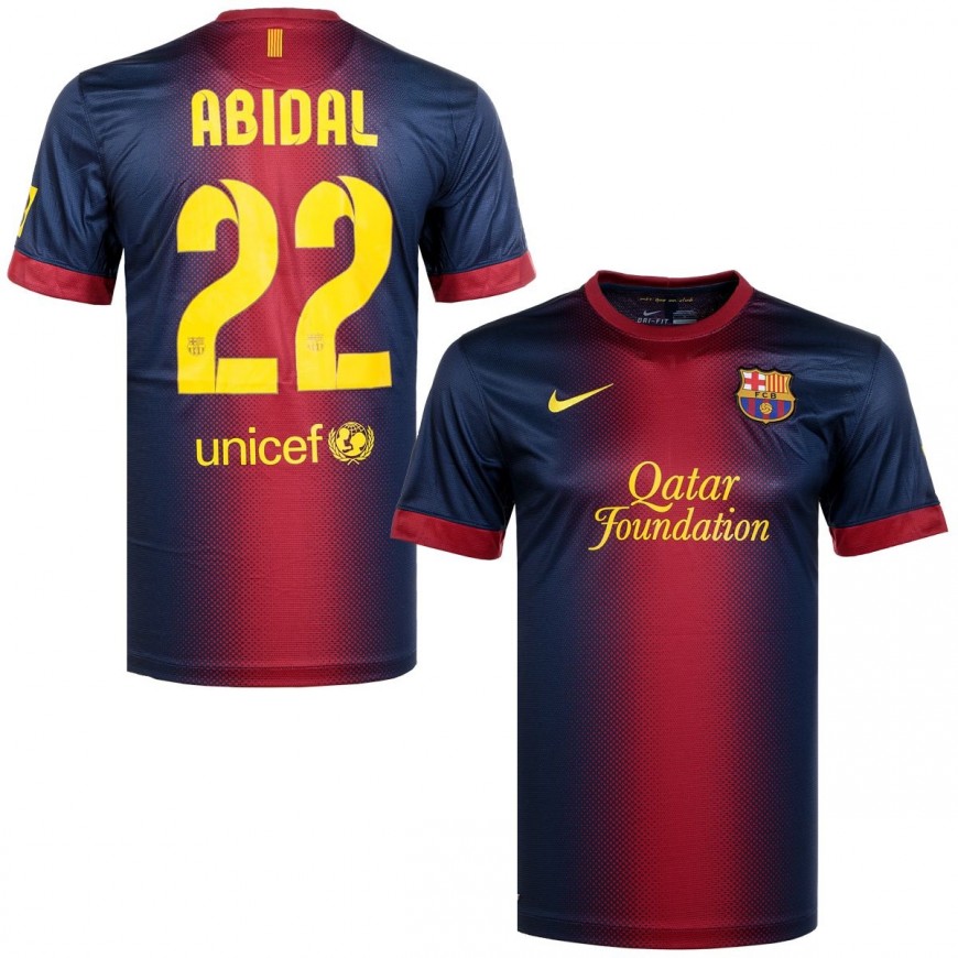 NIKE- 2012-13  FC BARCELONA HOME SHIRT ABIDAL 22 - LARGE