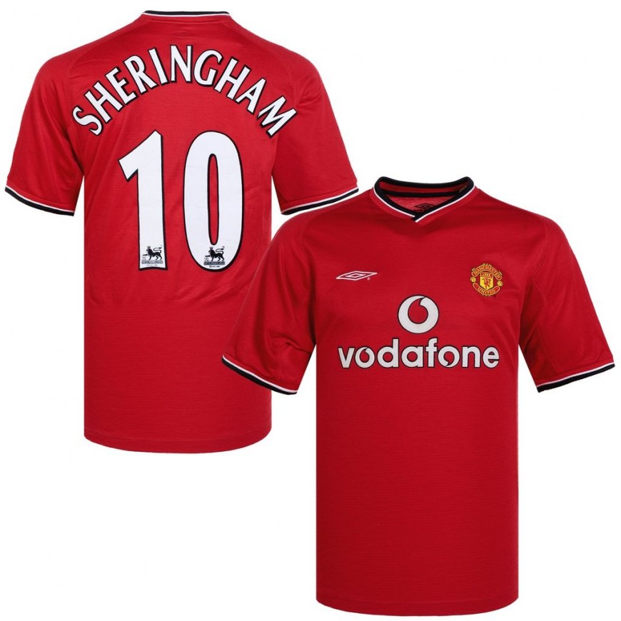 umbro - 2000-01 manchester united home shirt sheringham 10 (L) 9/10
