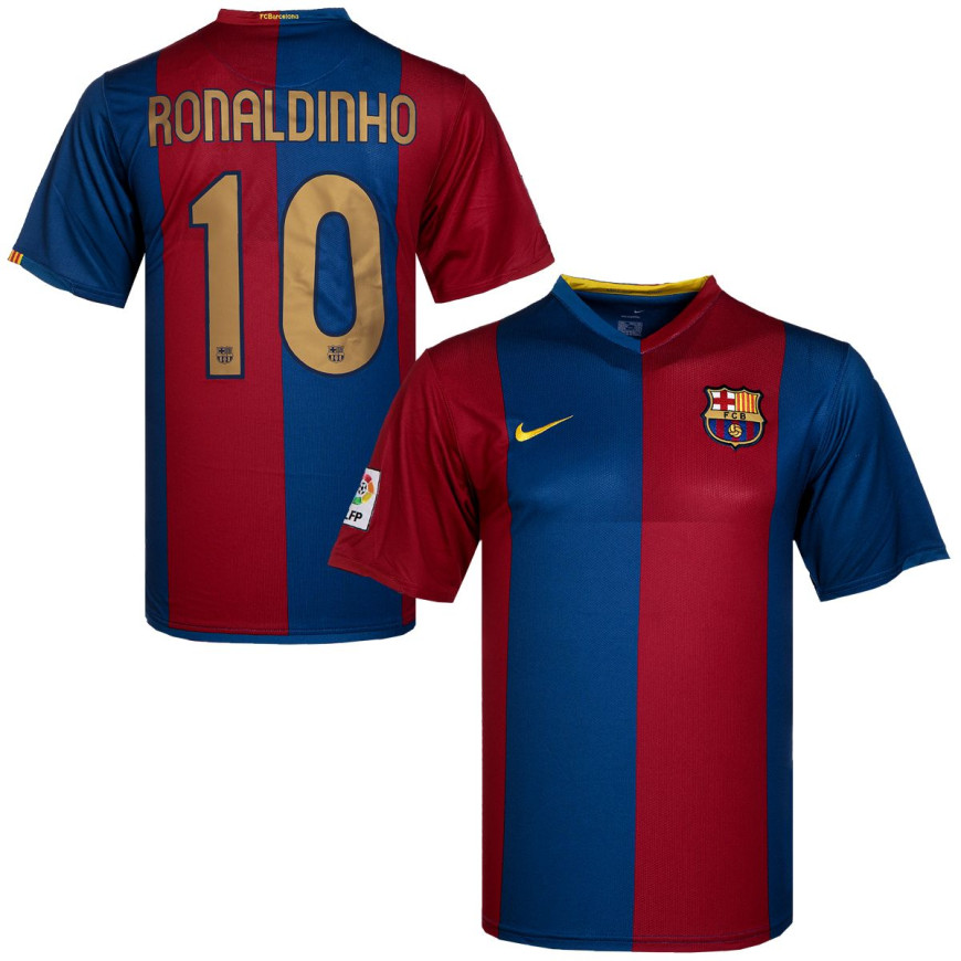 nike 2006-07 fc barcelona home shirt ronaldinho 10 (L)