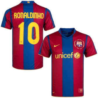 nike 2007-08 fc barcelona home shirt ronaldinho 10 (M)