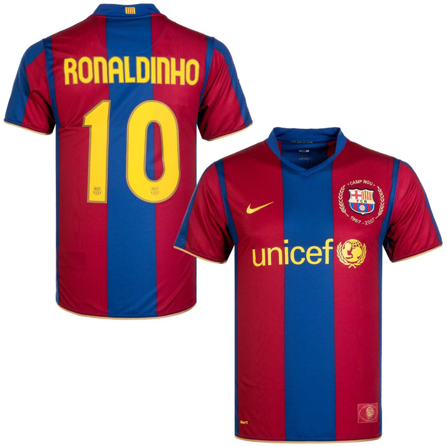 nike 2007-08 fc barcelona home shirt ronaldinho 10 (M)