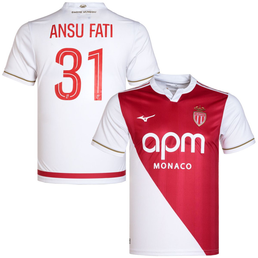 mizuno - 2025-26 as monaco home shirt ansu fati 31