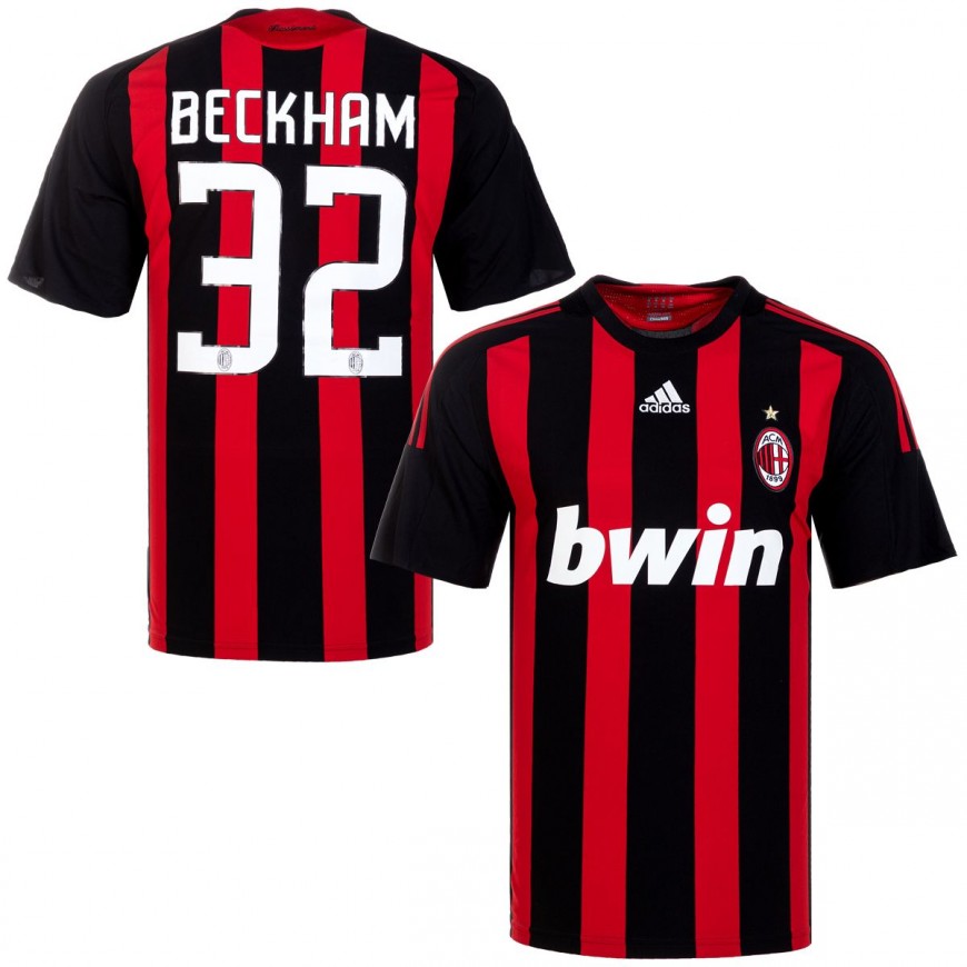 adidas - 2008-09 milan home shirt Beckham 32 (XL) 9/10