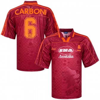 1995-96 roma home match worn issued shirt carboni 6
