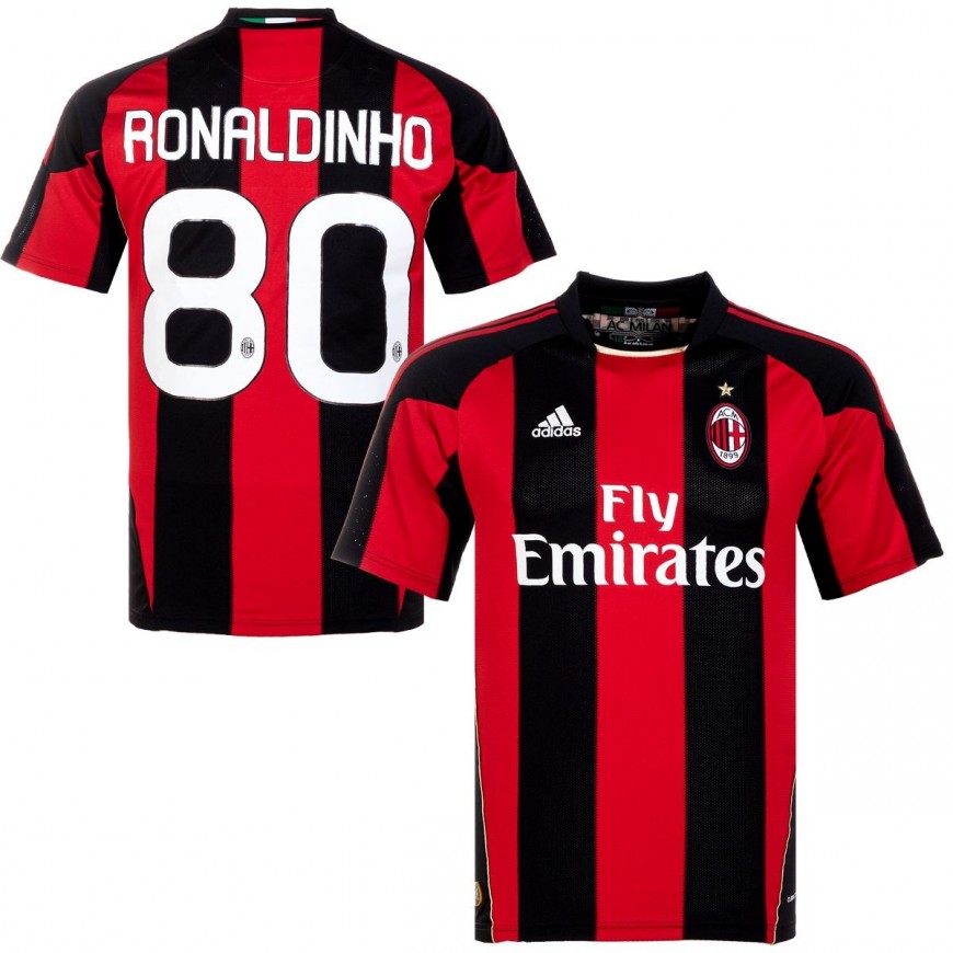 adidas - 2010-11 milan home shirt ronaldinho 80
