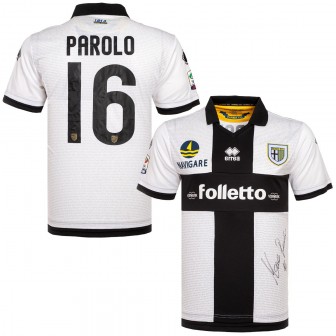2012-13 Parma home shirt Parolo 16 signed