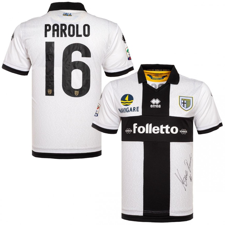 2012-13 Parma home shirt Parolo 16 signed