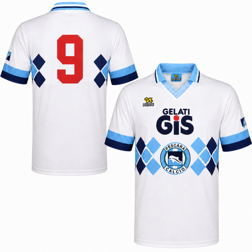 pienne - 1993-94 pescara away reissue shirt n. 9 (Borgonovo)