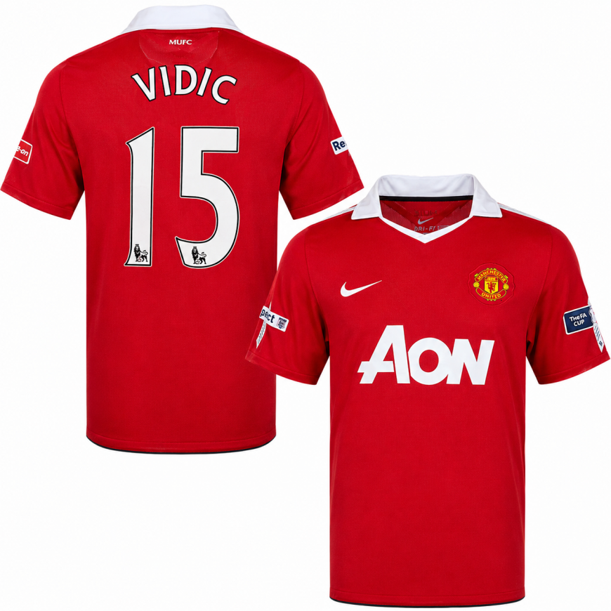 nike - 2010-11 manchester united home shirt vidic 15