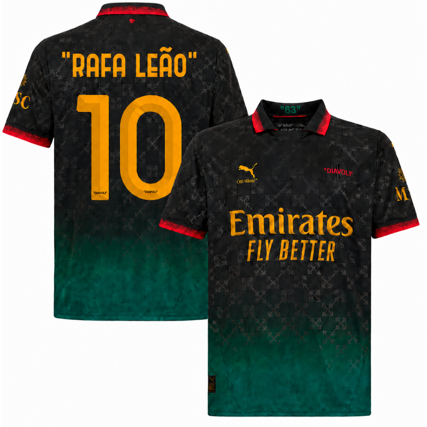 puma - 2024/25 Milan black shirt x off-white rafa leao 10