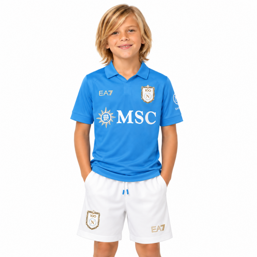 EA7 - 2026-27 Napoli kit maglia e panta home bambino